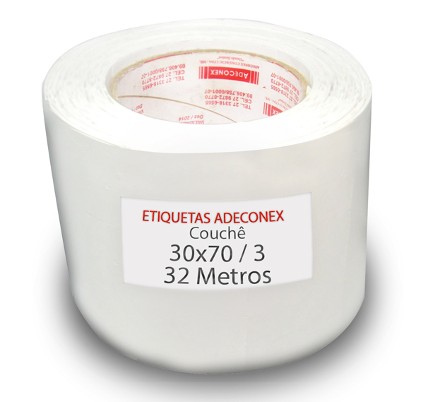 Etiquetas Adesivas 30x70 Mm Couche 3 Colunas 5 rolos - imagem 1